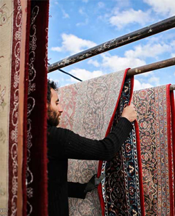خشک کردن قالی در قالیشویی شهرک قدس قم